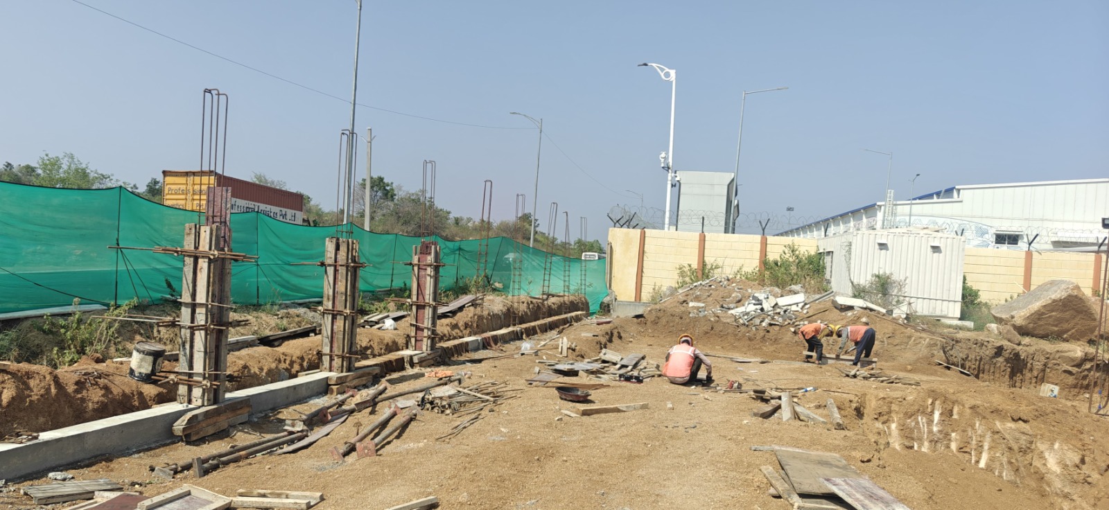 Column shuttering and reinforcement cages along the boundary at the UUV Missile Complex site